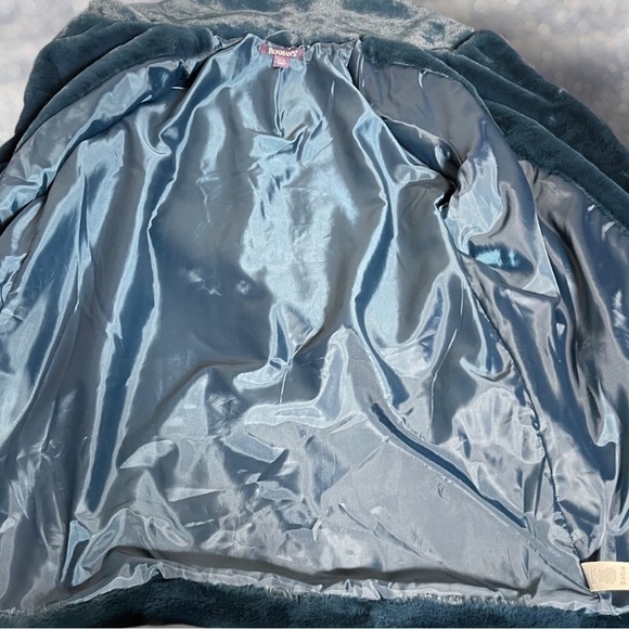 🔥 Roaman’s Women’s Royal Teal Blue Green Faux Fur Coat Size 14W - Picture 12 of 16